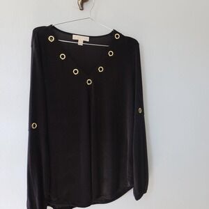 Michael Kors eyelet top gold hardware. V neck